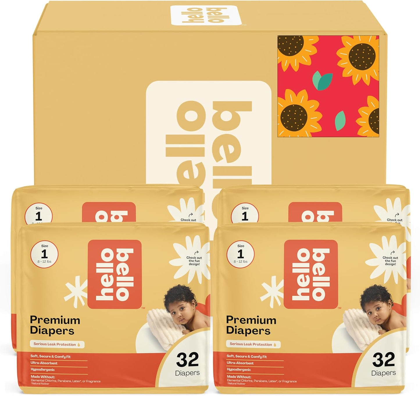 Hello Bello Diapers Size 1 Flower Child 128 Count Premium Pack