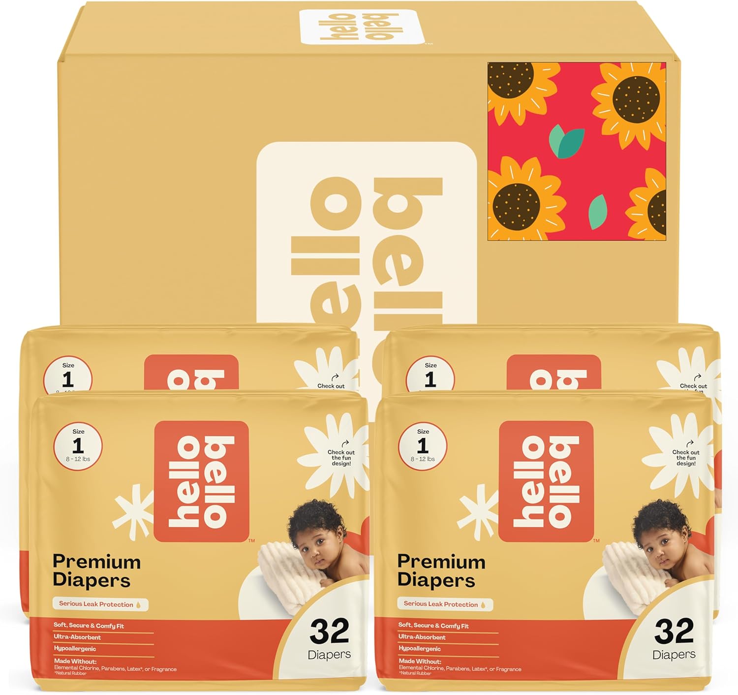 Hello Bello Diapers Size 1 Flower Child 128 Count Premium Pack
