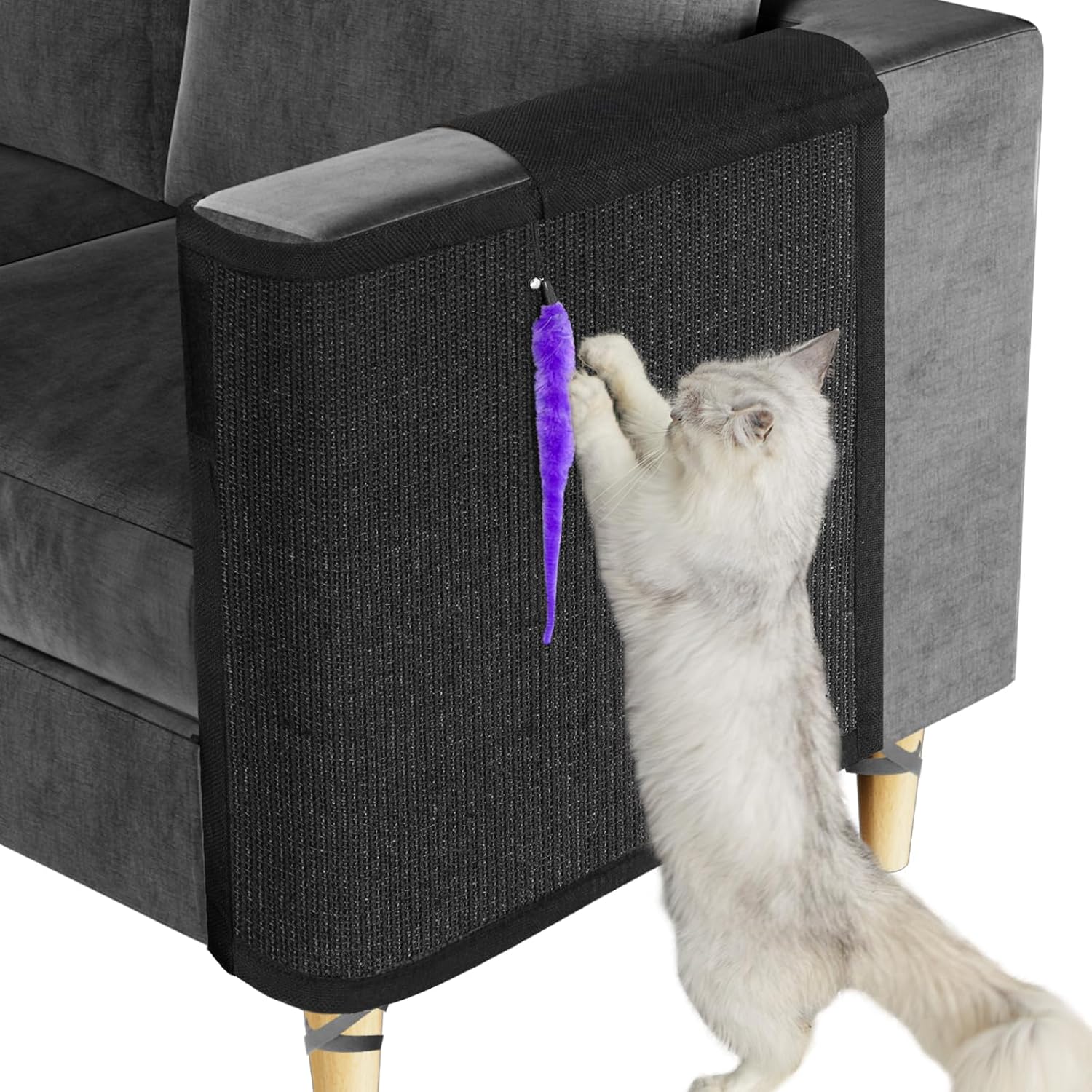 Cat Scratch Couch Protector with Sisal Mat and Toy for Cats