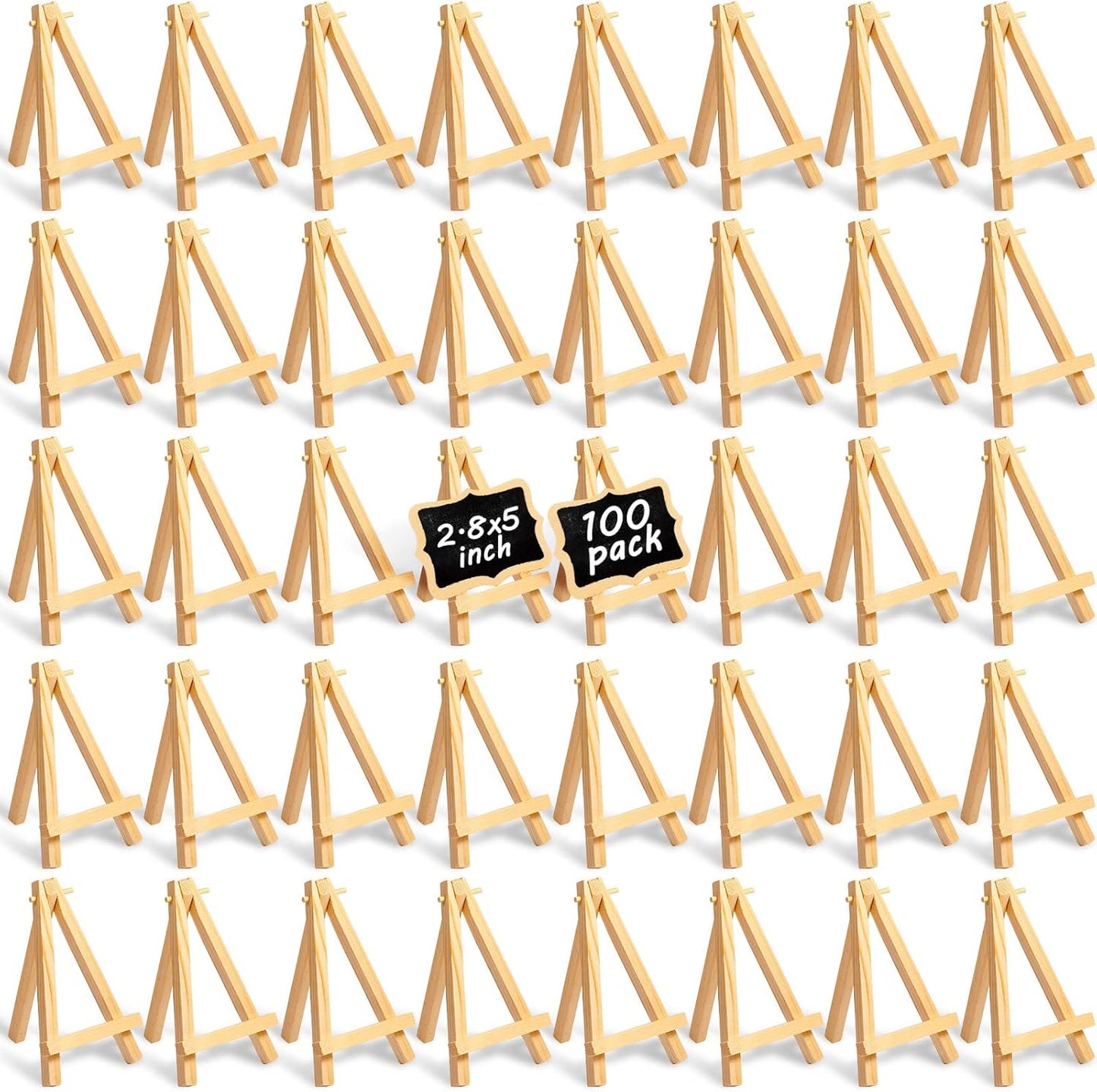 100 Mini Wood Easel Stands for Art Display and Crafts
