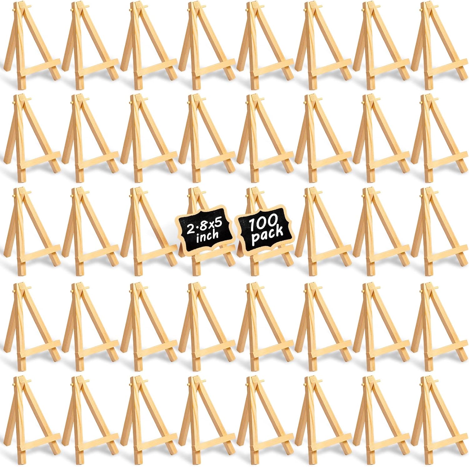 100 Mini Wood Easel Stands for Art Display and Crafts