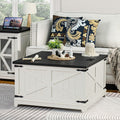 Farmhouse Coffee Table with Hidden Storage Compartment - Rustic Square