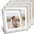 12x12 Picture Frame Set of 4 - Distressed White Wooden Frames