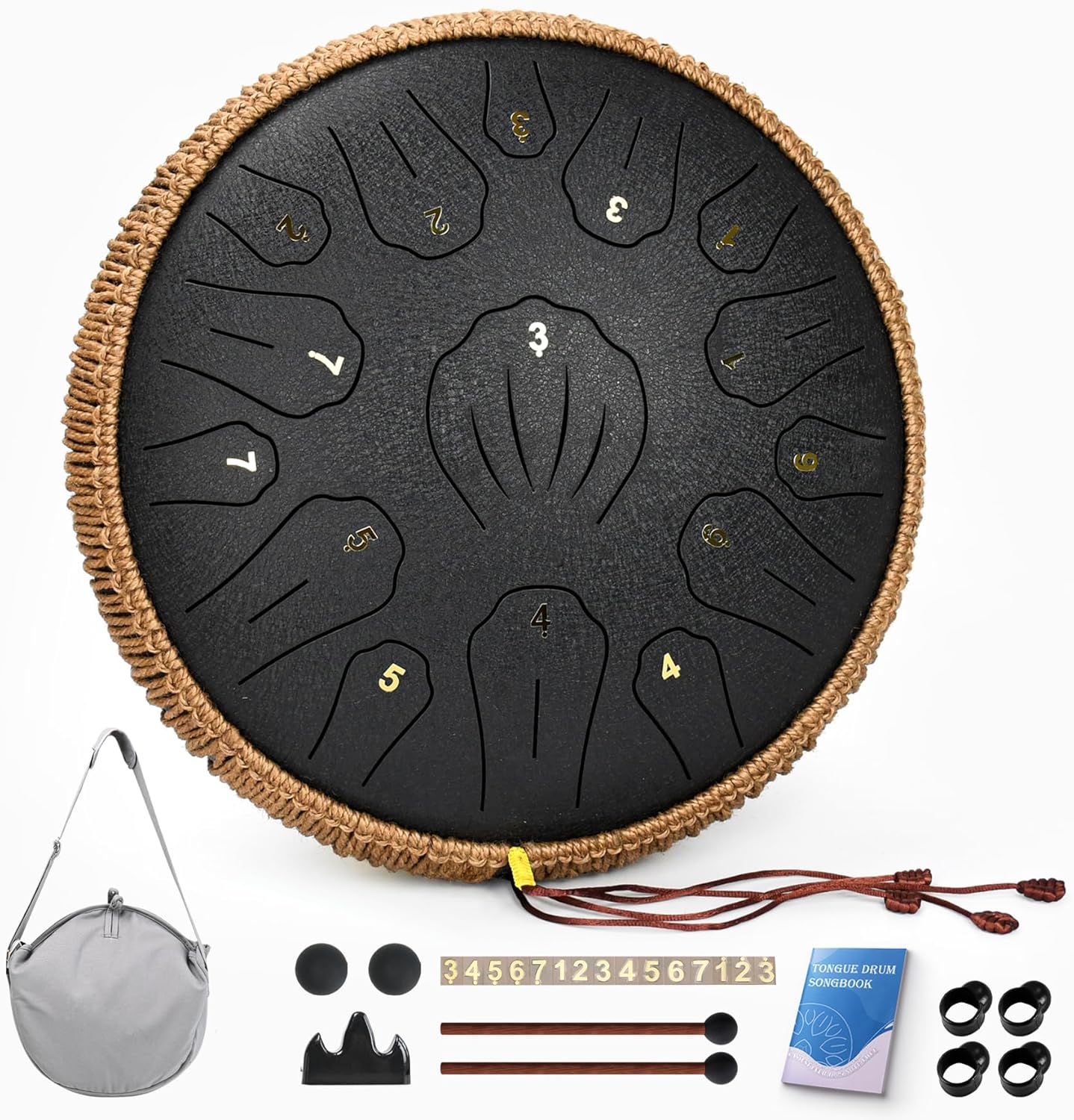 Steel Tongue Drum - 13 Inch 15 Note Handpan Musical Instrument