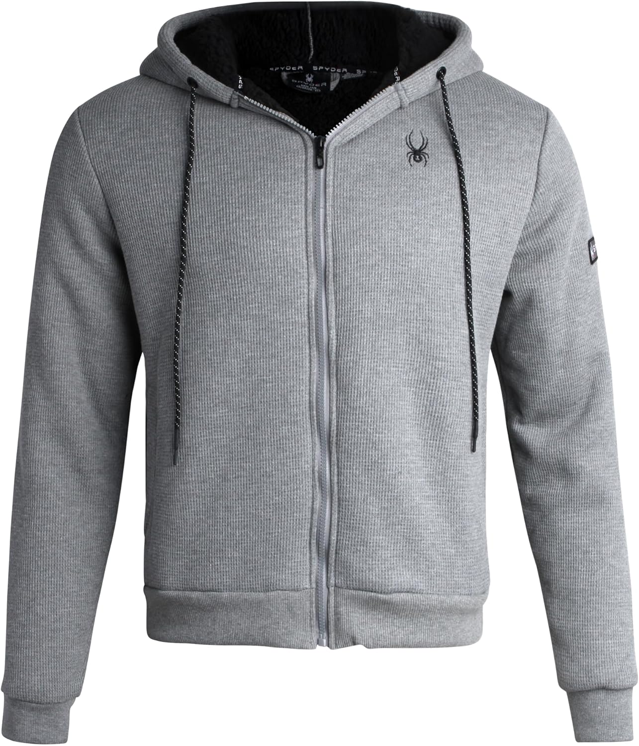 Spyder Men's Full Zip Cozy Sherpa Lined Waffle Knit Hoodie