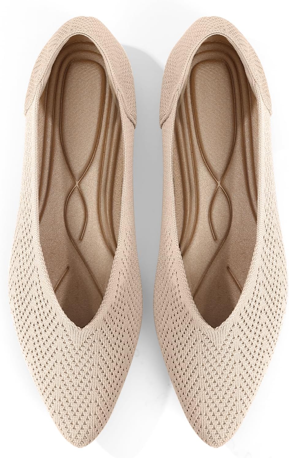 Flats for Women Pointed Toe Knit Ballet Comfortable Dressy Shoes