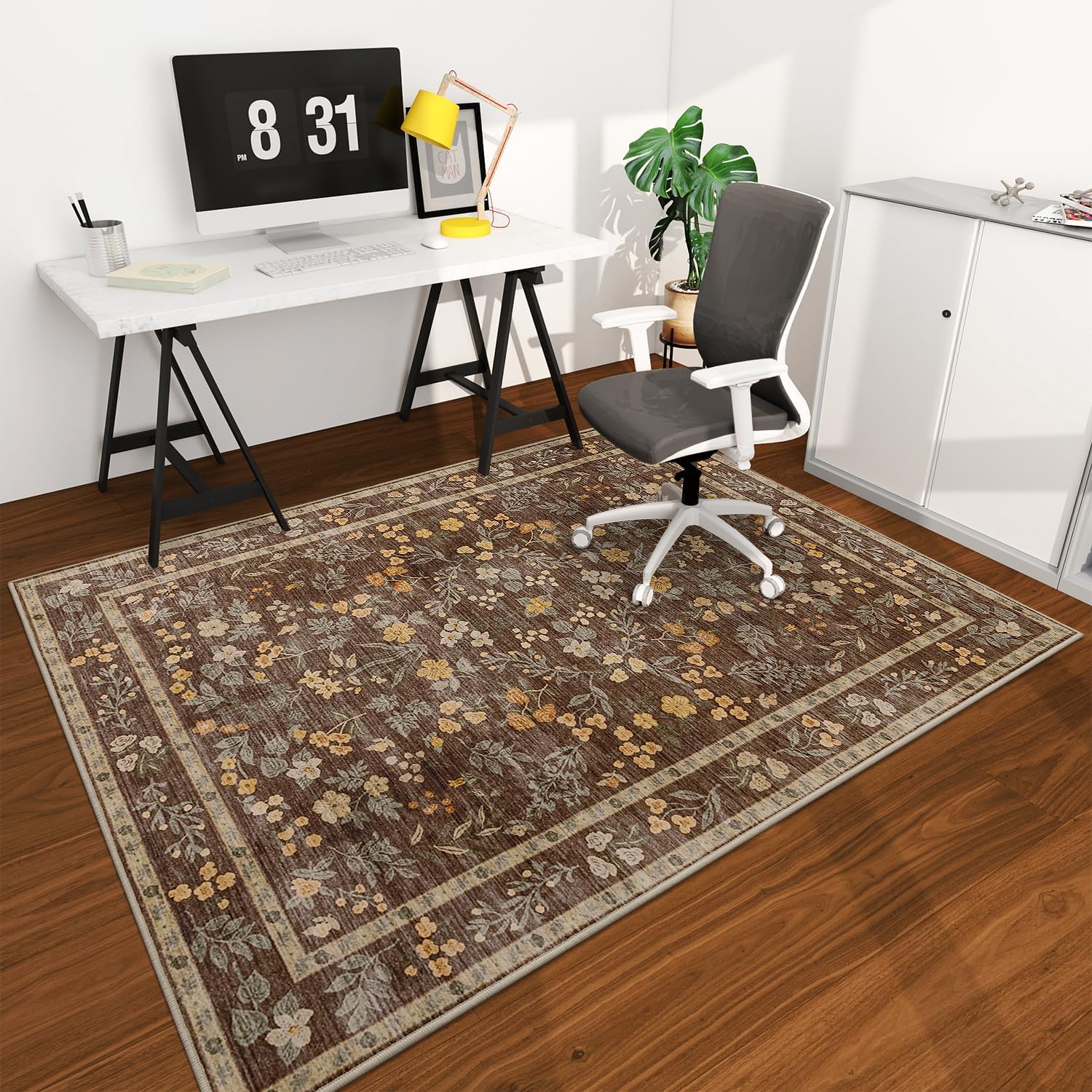 Chakme Office Chair Mat for Hardwood Floor - Floral Design