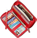 RFID Blocking Leather Zip Around Wallet Phone Holder - Large Capacity
