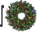 Christmas Wreaths for Front Door 24in - Battery LED Lighted Wreath
