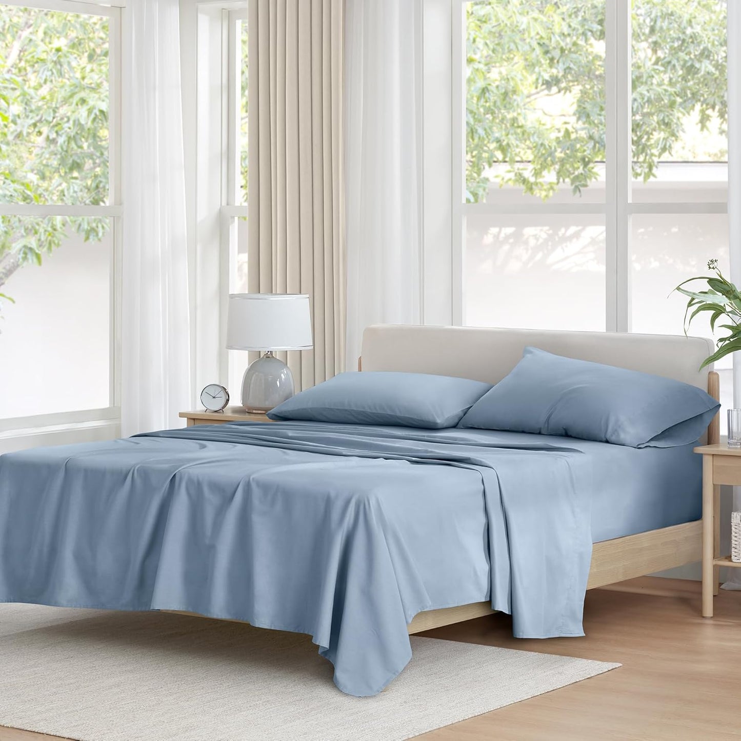 Comfort Spaces 100% Cotton Sheet Set for Cozy All Season Bedding