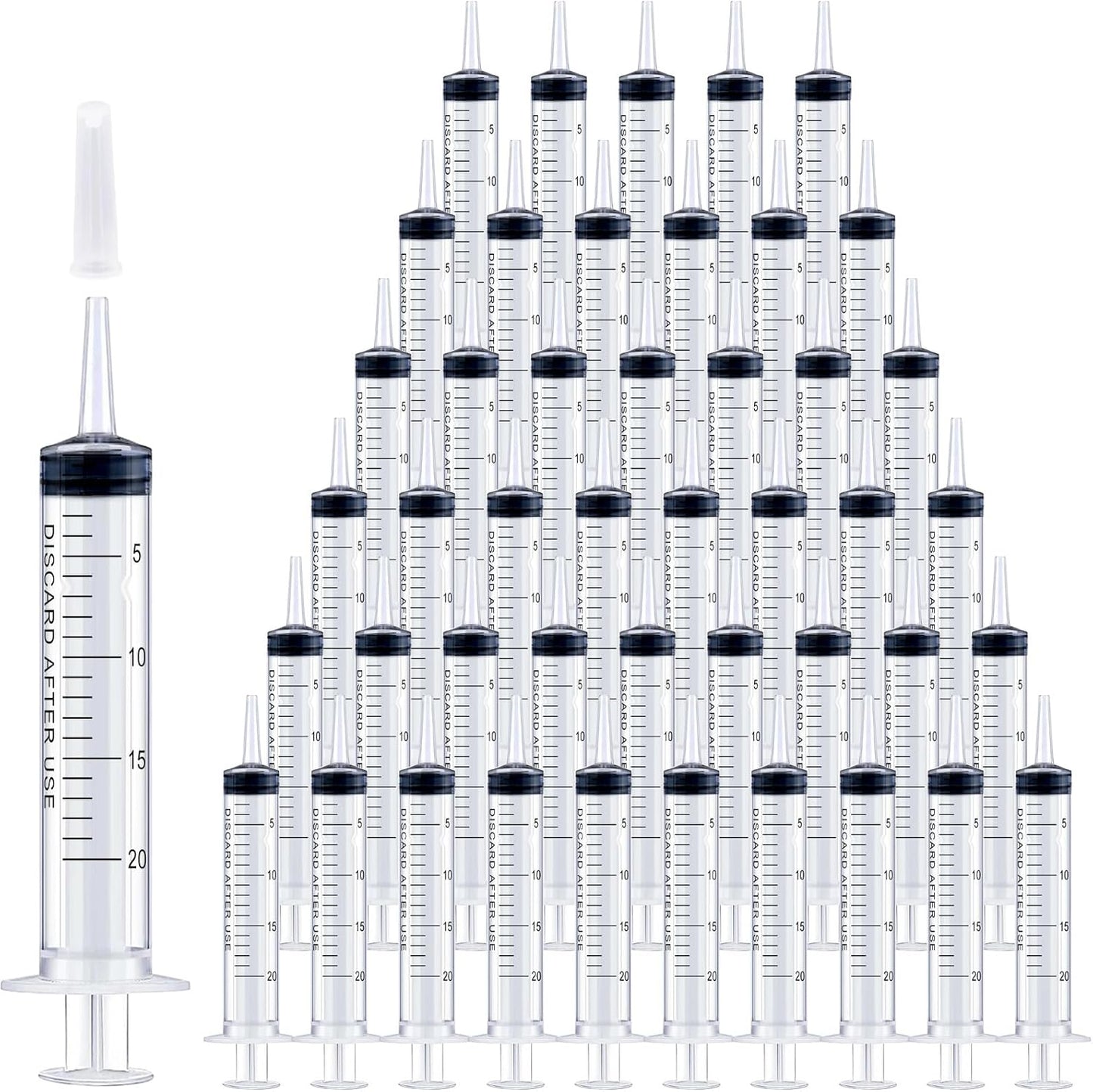 Bulk 100 Pack 20ml Plastic Syringes for Labs and Pets