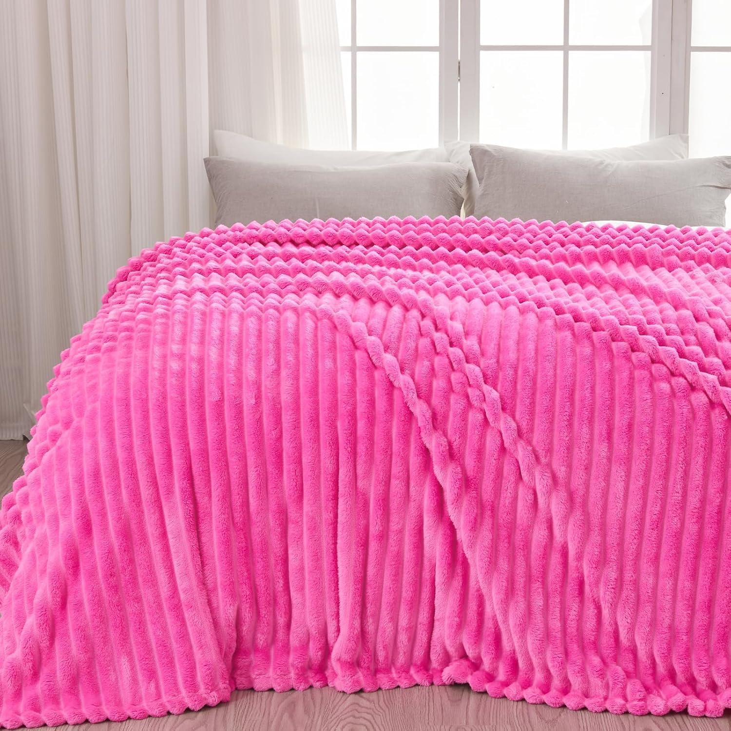 Super Soft King Blanket in Hot Pink for All Season Comfort