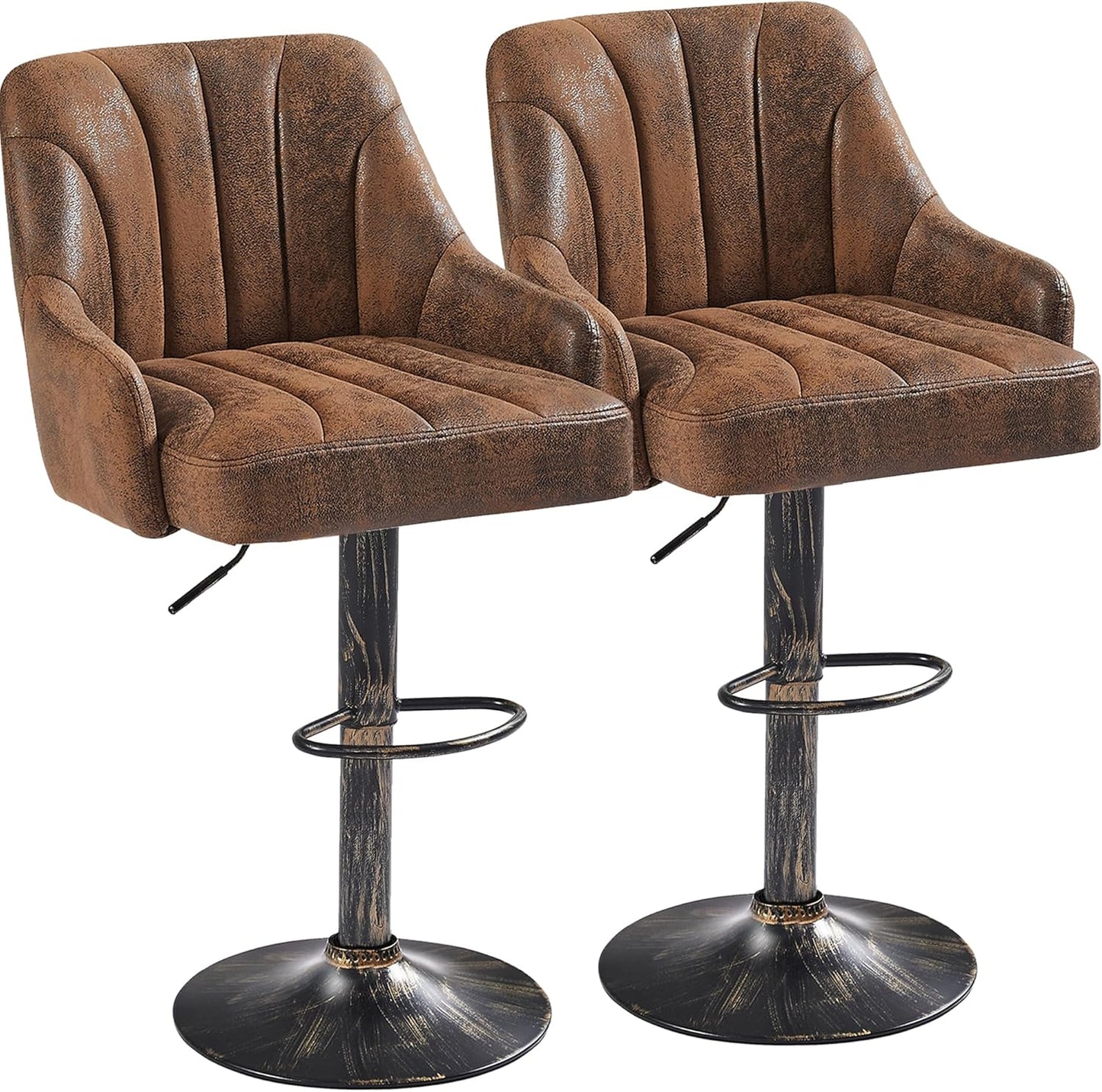 VECELO Adjustable Bar Stools Set of 2 for Kitchen and Dining