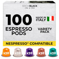 BrewBlack Variety Pack Coffee Capsules - 100 Pods, Five Blends