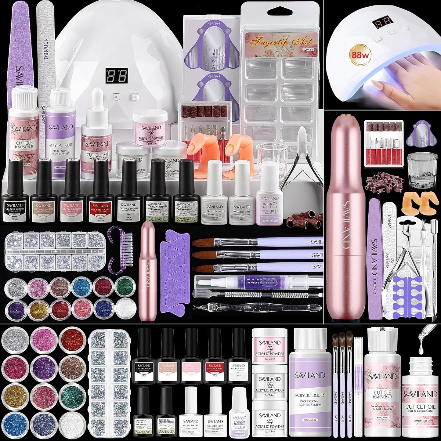SAVILAND Essentials Acrylic Nail Kit for DIY Nail Art Lovers