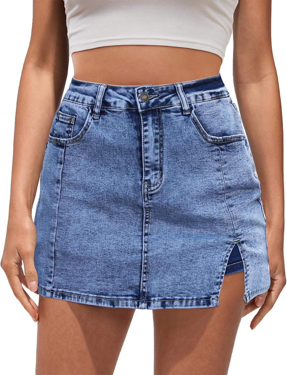 Vetinee Jean Skorts for Women: Trendy High Waisted Denim Style