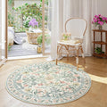 Floral Round Rug 6ft - Boho Machine Washable Circle Carpet