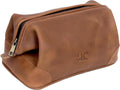 Leather Toiletry Bag for Men Large Tan - Premium Genuine Leather
