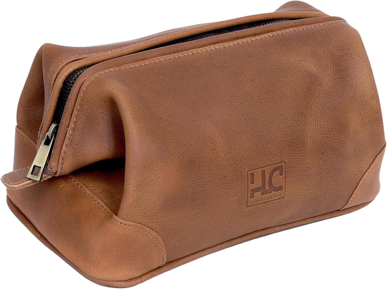 Leather Toiletry Bag for Men - Premium Genuine Leather Dopp Kit