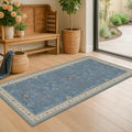 Blue 2x4 Runner Rug for Entryway Indoor - Washable Non Slip Low Pile