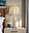 25in Farmhouse Table Lamp with USB Ports for Bedroom & Living Room