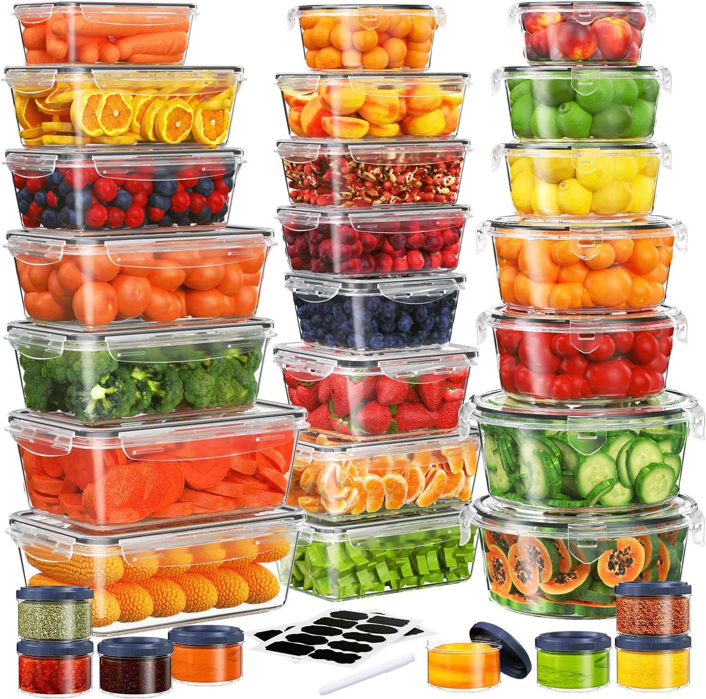 60-Piece Large Food Storage Containers Set - Airtight & Leakproof