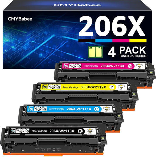 CMYBabee Compatible Toner Cartridge for HP 206X 206A - 4-Pack