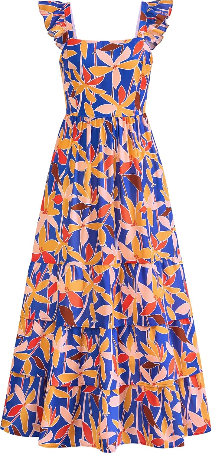 Dowerme Summer Dresses for Women 2025 Casual Ruffle Maxi