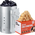 E500 Larger Charcoal Chimney Starter with 60Pcs Fire Starters - Fast
