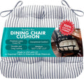 Ticking Stripe Blue Dining Chair Pad - Medium 18 in Cushion
