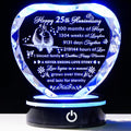 25th Wedding Anniversary Crystal Heart Keepsake - LED Base Gift