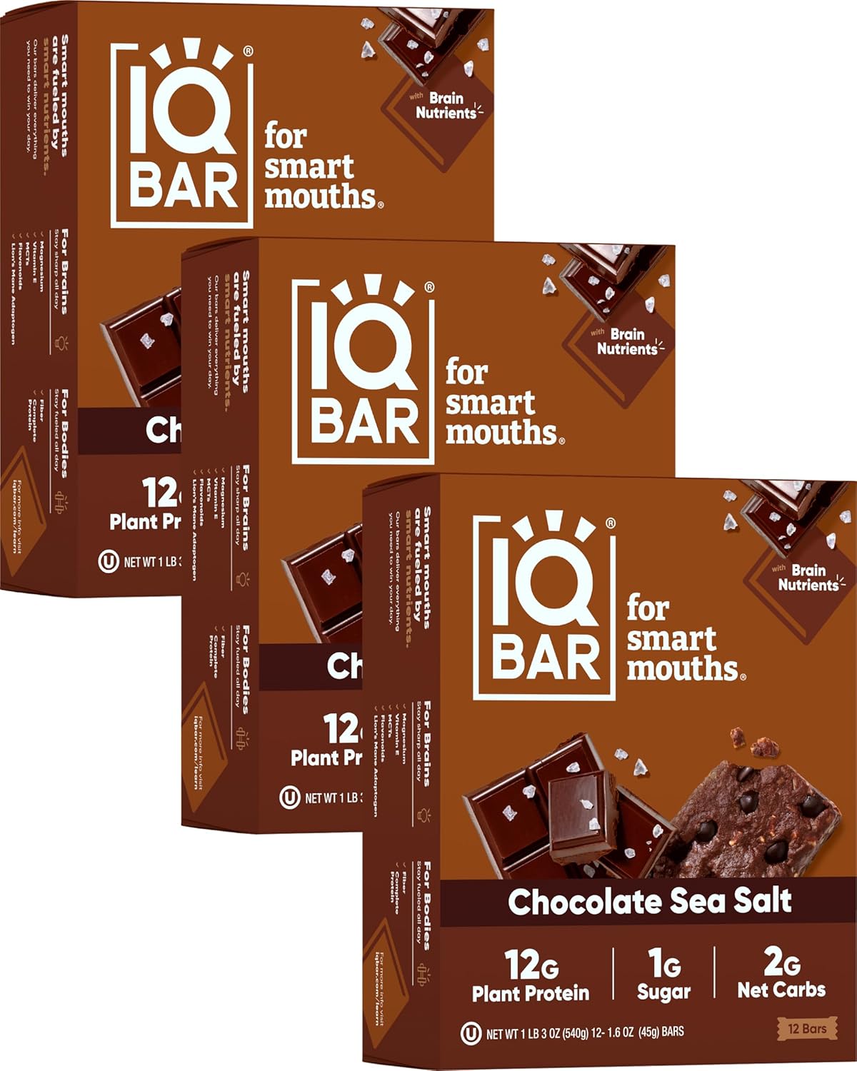 IQBAR Brain and Body Protein Bars - Chocolate Sea Salt Flavor