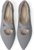 Women's Knit Pointed Toe Flats with Strap - Washable Comfort