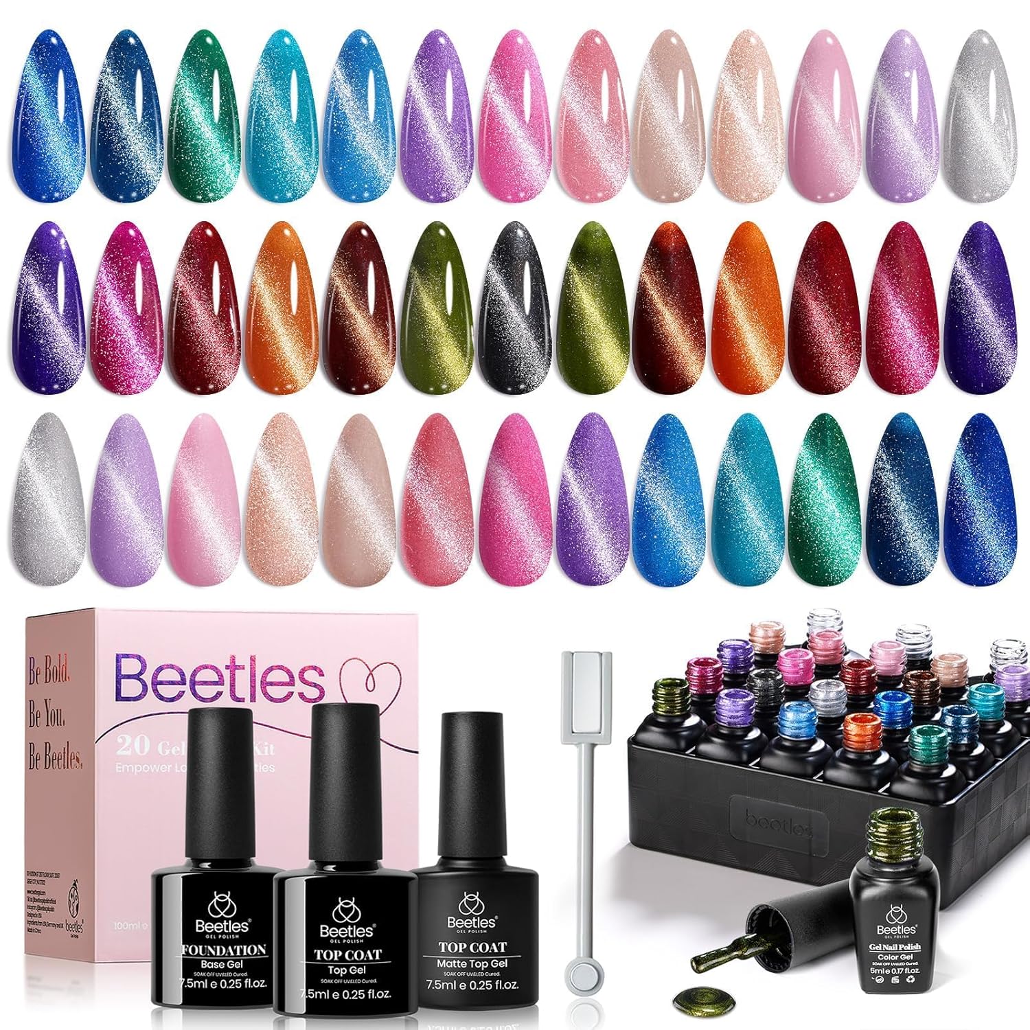 Beetles Cat Eye Gel Nail Polish Set - 20 Colors for Stunning Nails