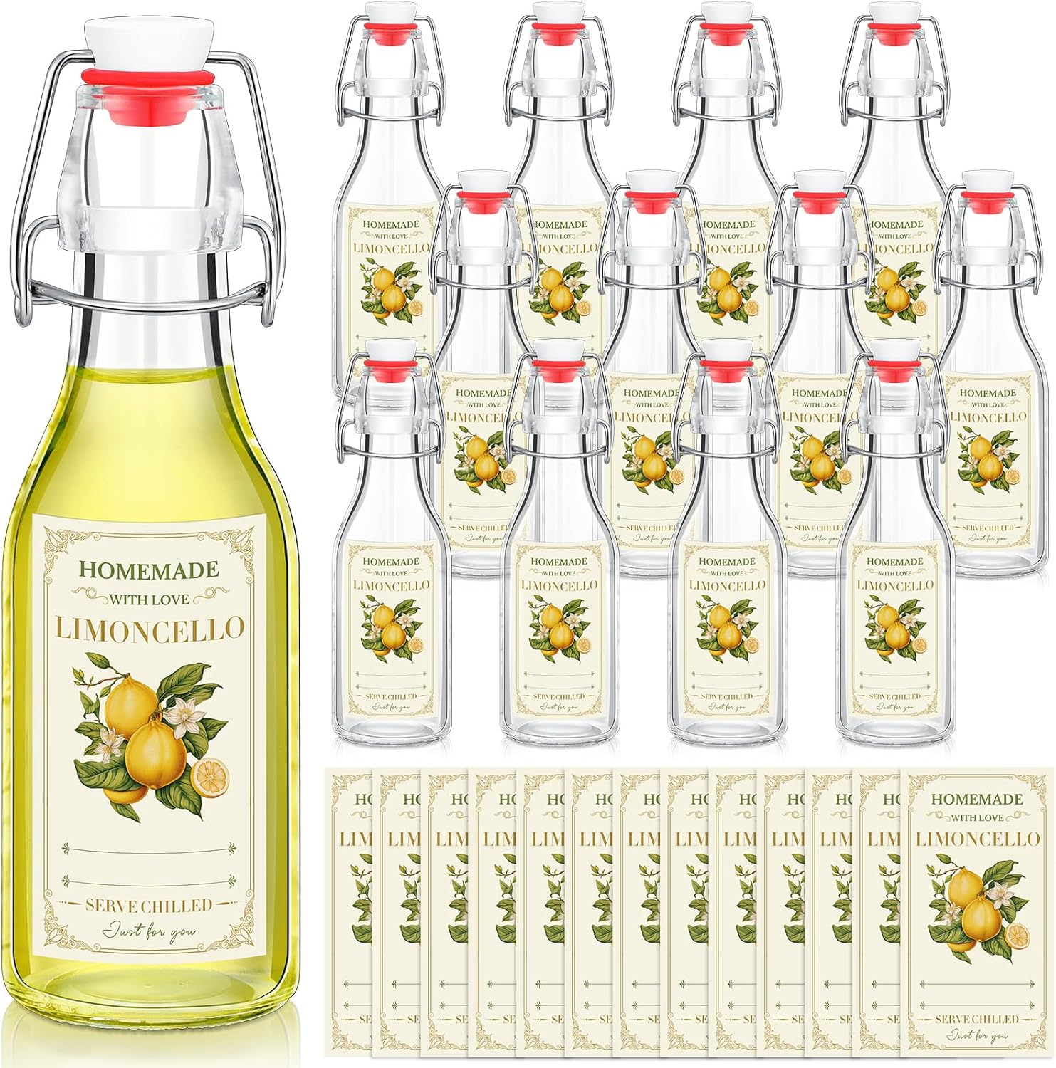 Havawish 12 Sets Limoncello Swing Top Glass Bottles for Gifts
