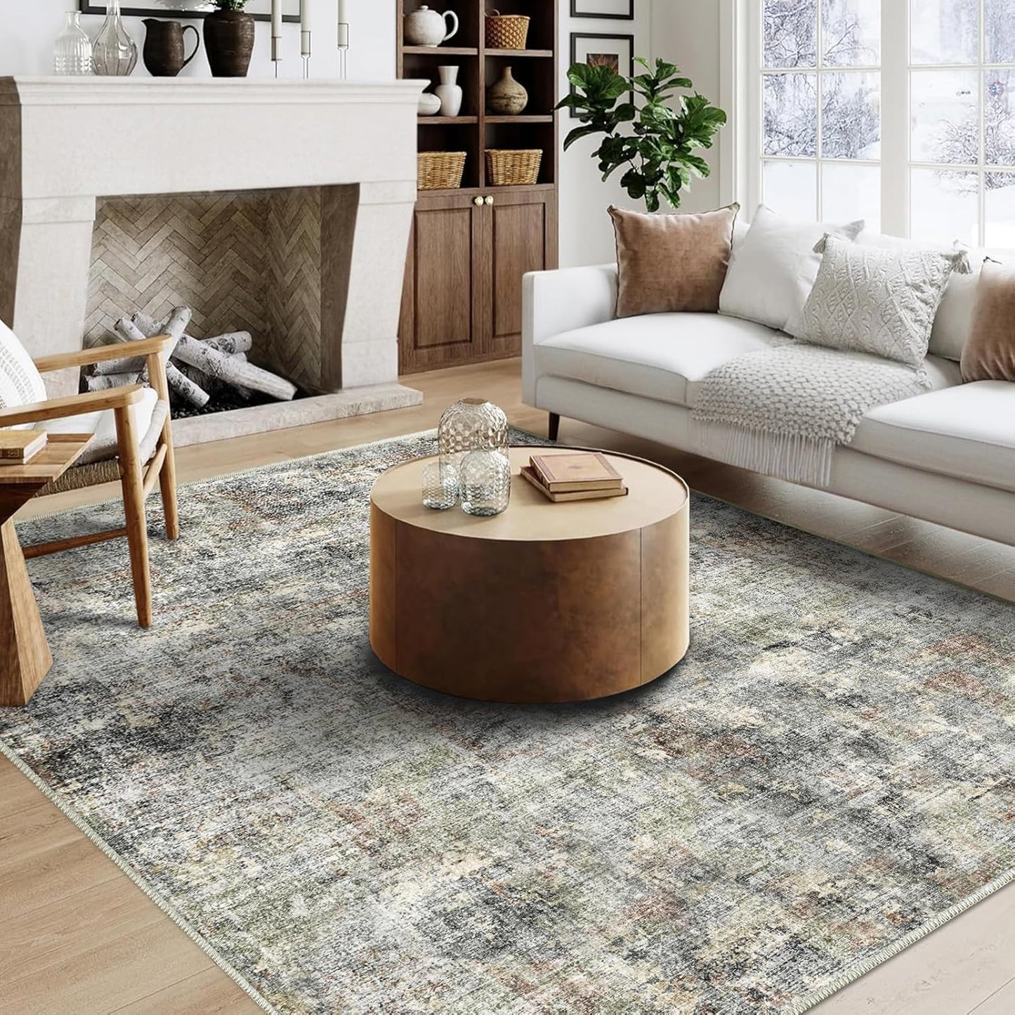 5x7 Area Rugs - Soft Non-Slip Machine Washable Living Room Rug