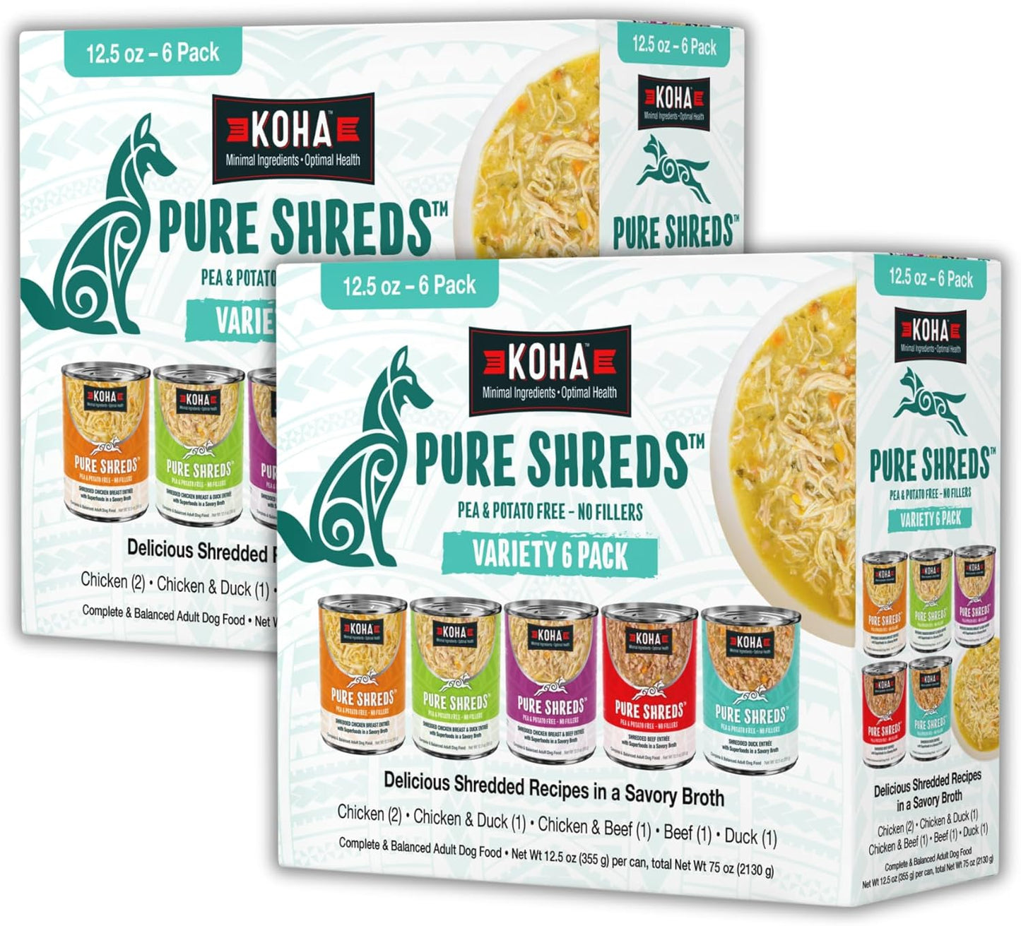 KOHA Pure Shreds Dog Food Variety Pack for Picky Eaters