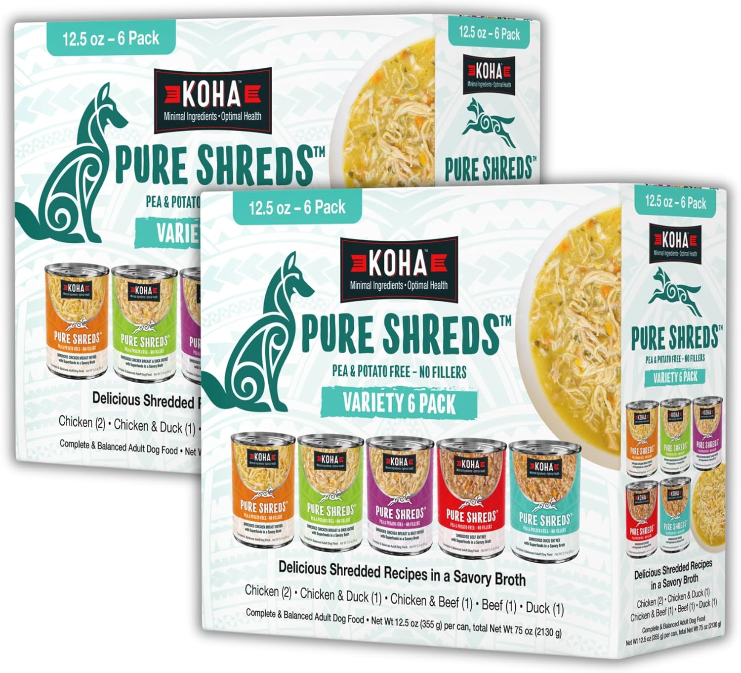 KOHA Pure Shreds Dog Food Variety Pack for Picky Eaters