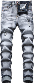 Men's Slim Fit Stretch Ripped Jeans - Slim Straight Comfort sit