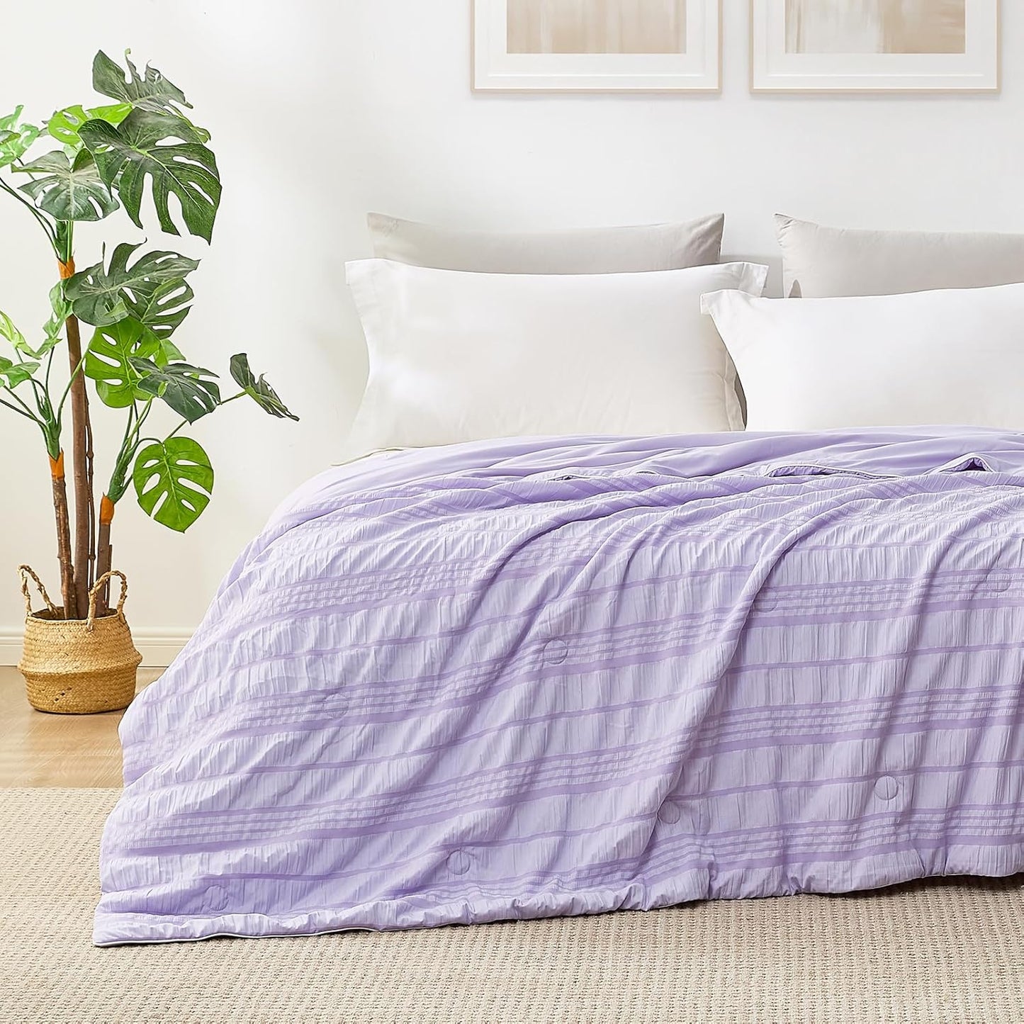 Cozy Bliss Seersucker Cooling Comforter for Hot Sleepers
