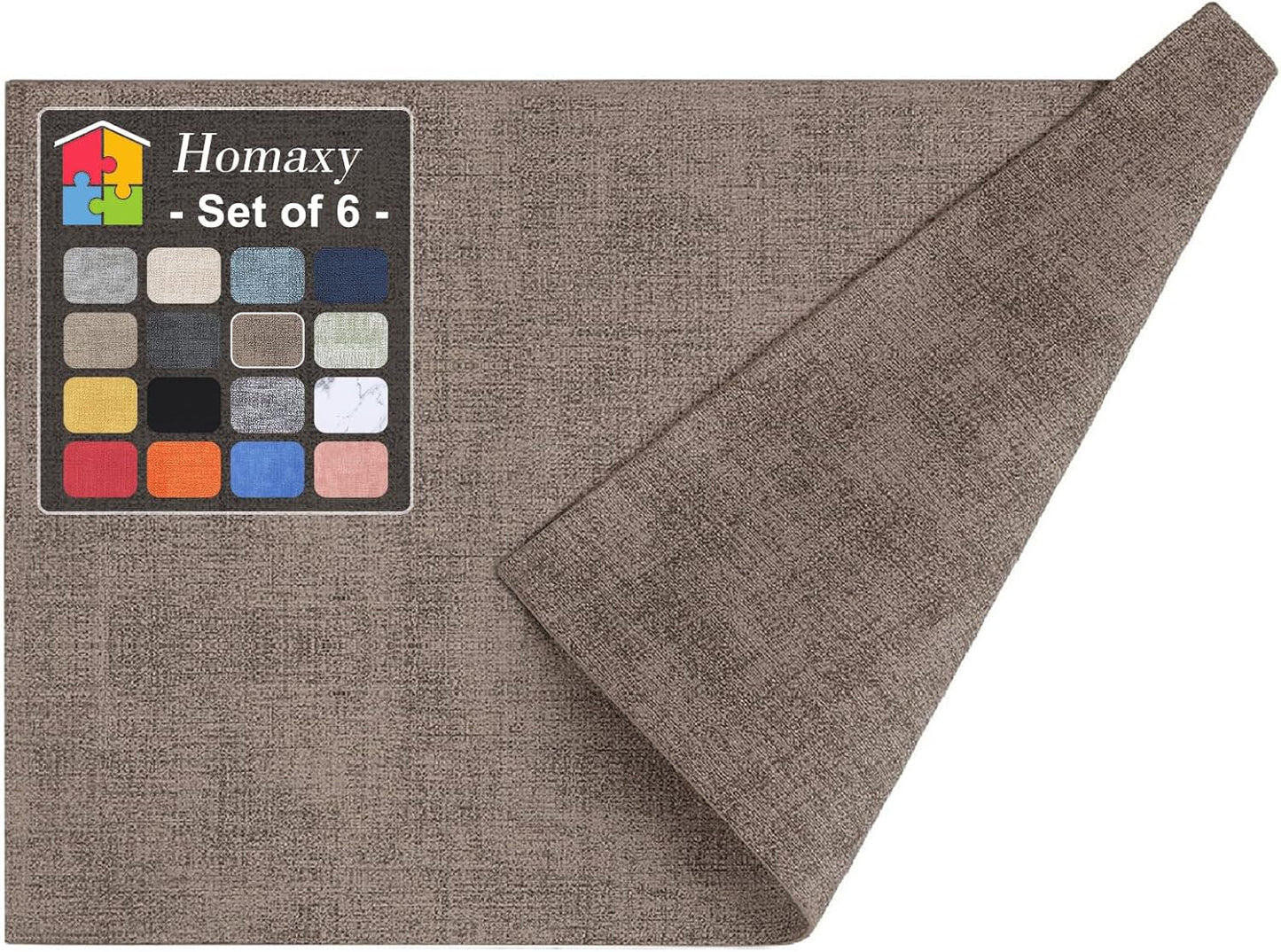 Faux Leather Heat Resistant Placemats for Dining Table Set of 6