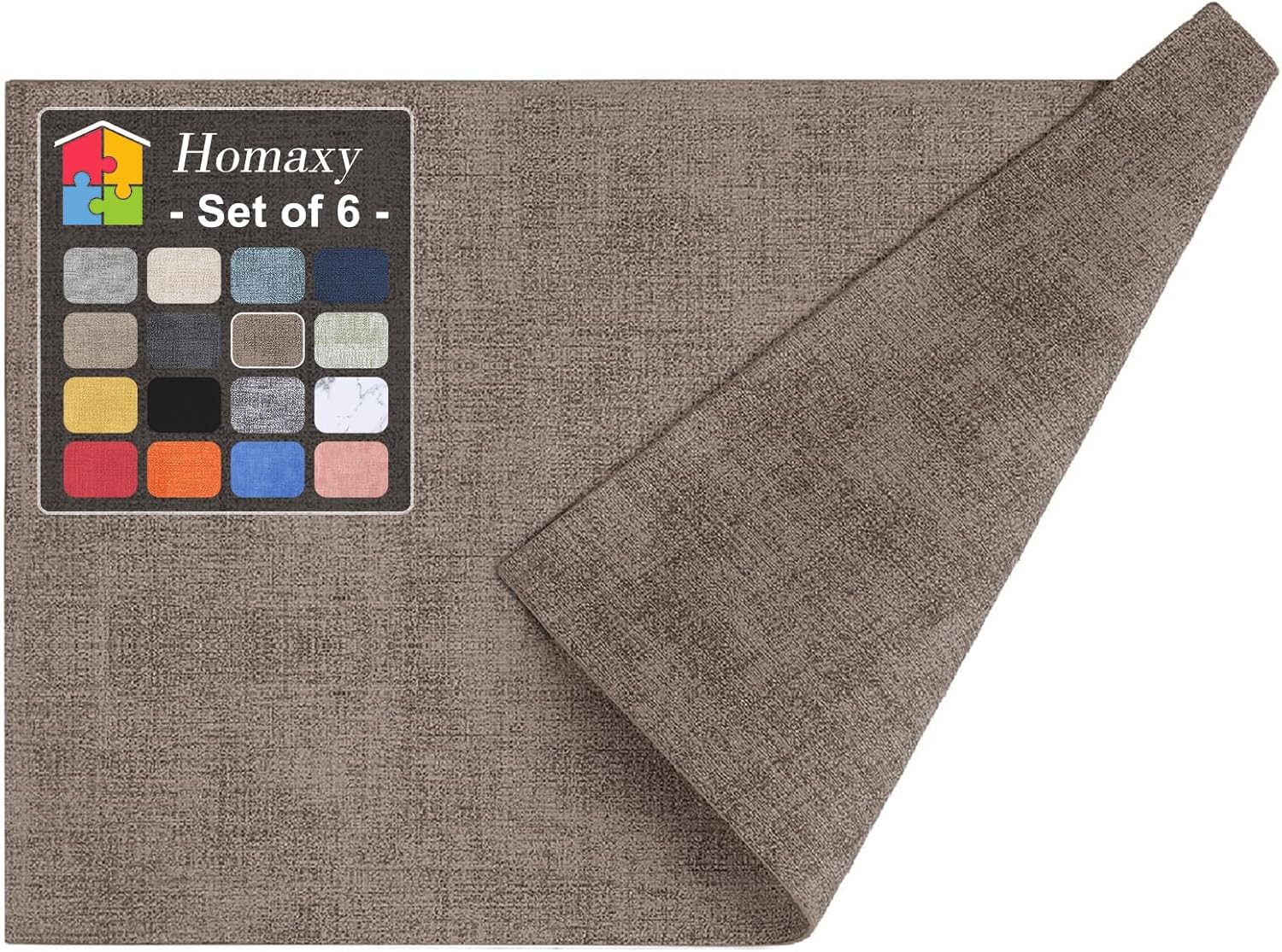 Faux Leather Heat Resistant Placemats for Dining Table Set of 6