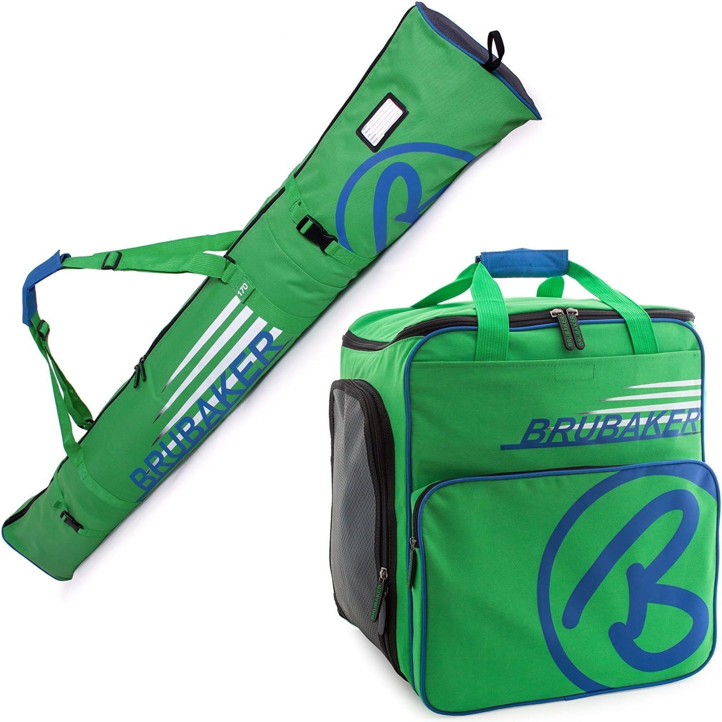BRUBAKER Superfunction Ski Combo Bag - Fits 1 Pair Up to 170 cm - Blue Green
