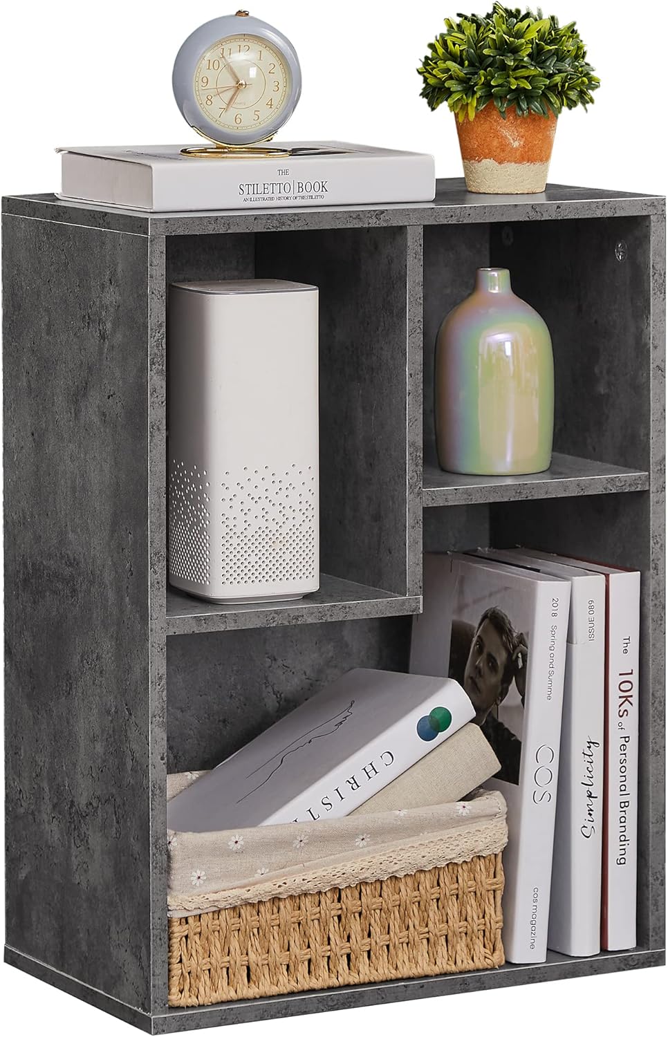 VECELO 3-Cube Small Bookshelf for Modern Home Organization