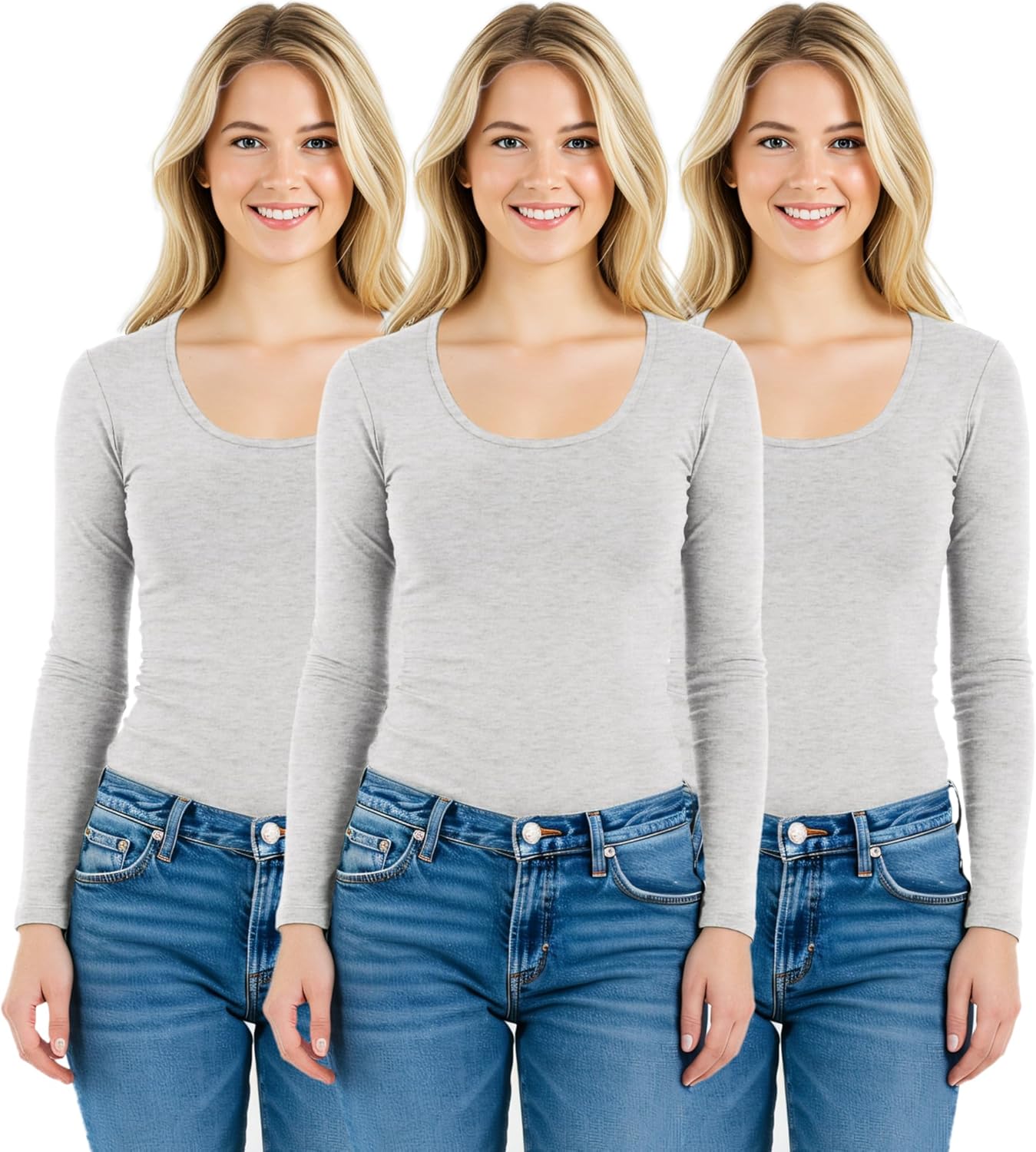 Emmalise Women's Basic Athletic Fit Long Sleeve Tee for Comfort