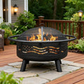 Breezz 32 in American Flag Fire Pit - Patriotic Outdoor Centerpiece