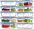 24oz Glass Meal Prep Containers 10 Pack 2 Compartment - Leak Proof