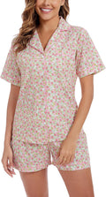 100% Cotton Pajamas for Women Short Sleeve 2-Piece Summer Set