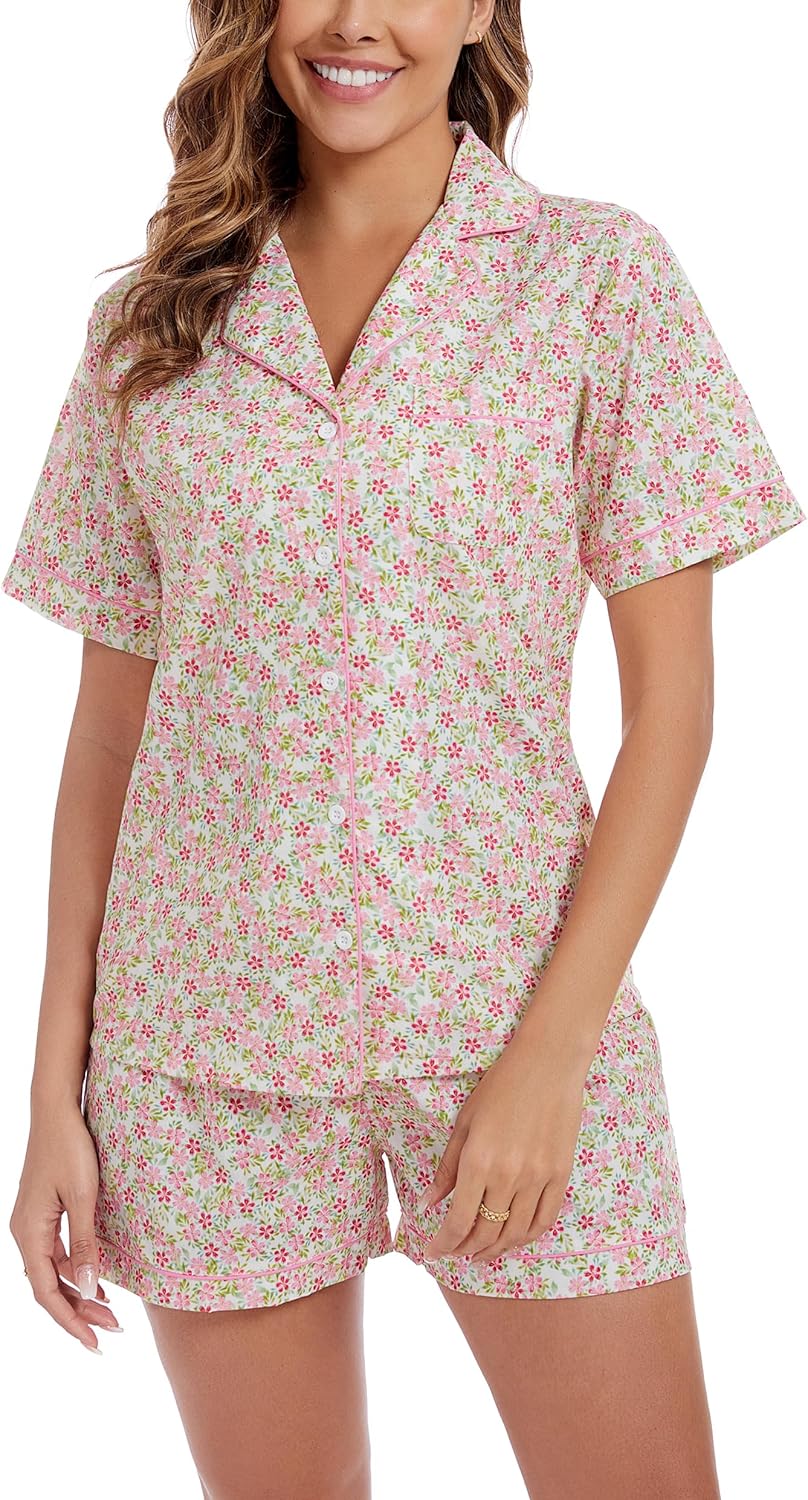 LUBOT 100% Cotton Pajamas for Women - Stylish Summer Sleepwear