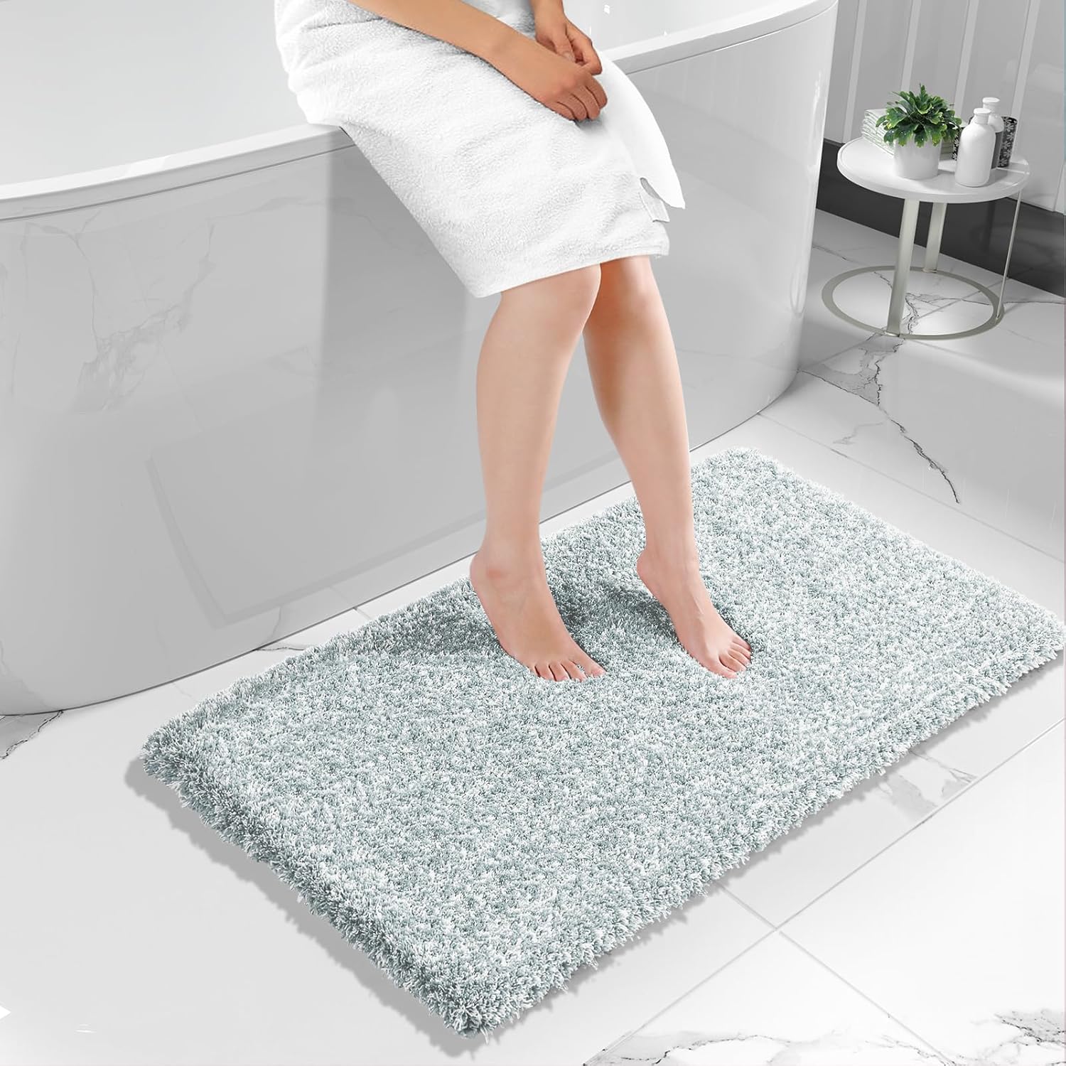 Yimobra Luxury Bathroom Rugs: Fluffy Non-Slip Microfiber Mats
